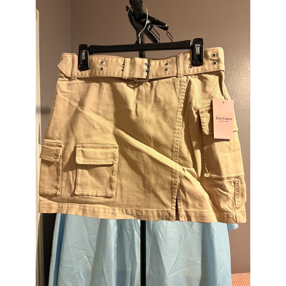 NWT juicy couture Cargo Miniskirt‎ with Belt Tan Nordstrom collection size 31